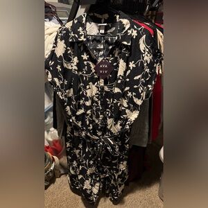 Ava & Viv Black Dress with Cream Floral Print
